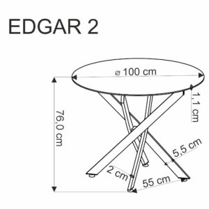 EDGAR 2 -ruokapöytä, - valkoinen marmori