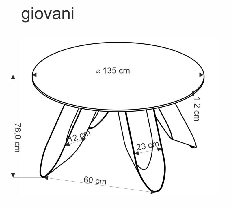 GIOVANI pyöreä pöytä, vihreä marmori / musta