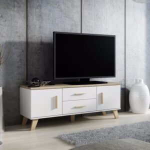 TV-taso LOTTA 140 2D2S dimond valkoinen/lsonoma tammi