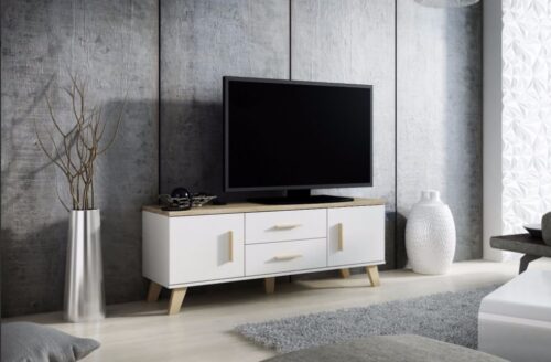 TV-taso LOTTA 140 2D2S dimond valkoinen/lsonoma tammi