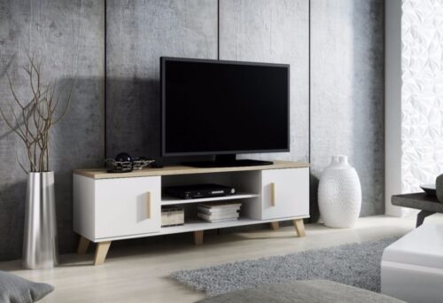 TV-taso LOTTA 160 2D2K dimond valkoinen/lsonoma tammi