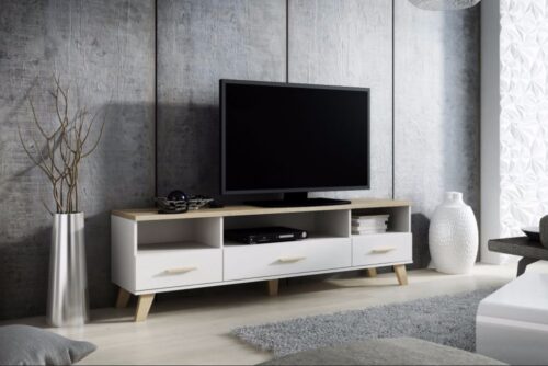TV-taso LOTTA 180 3s3K dimond valkoinen/lsonoma tammi