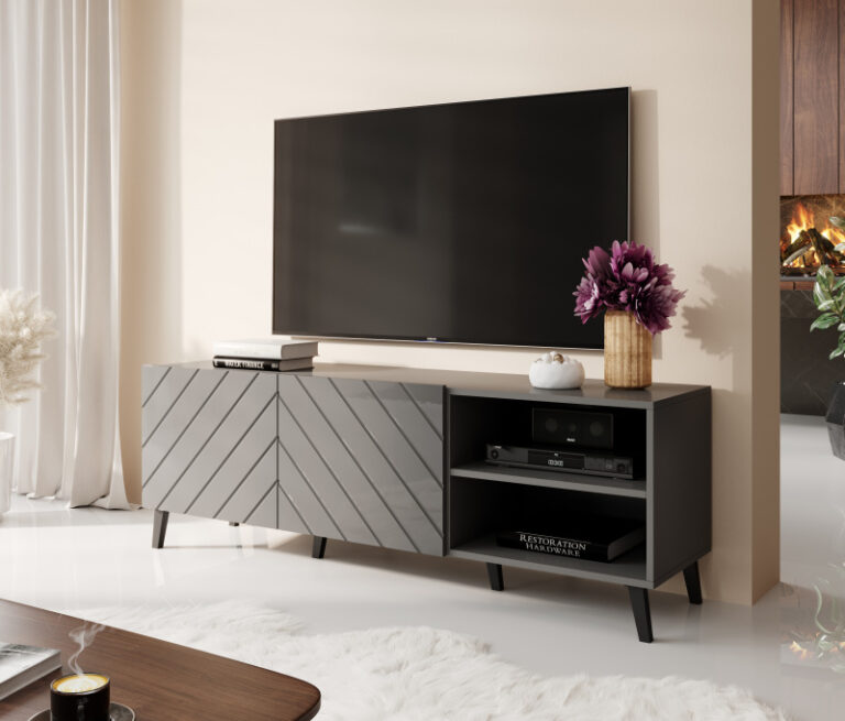 TV-taso 150 ABETO maton harmaa/ kiiltävän harmaa