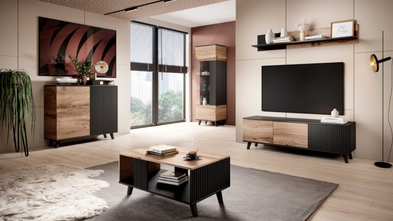 Hylly RAVENO P-1, tammi / musta