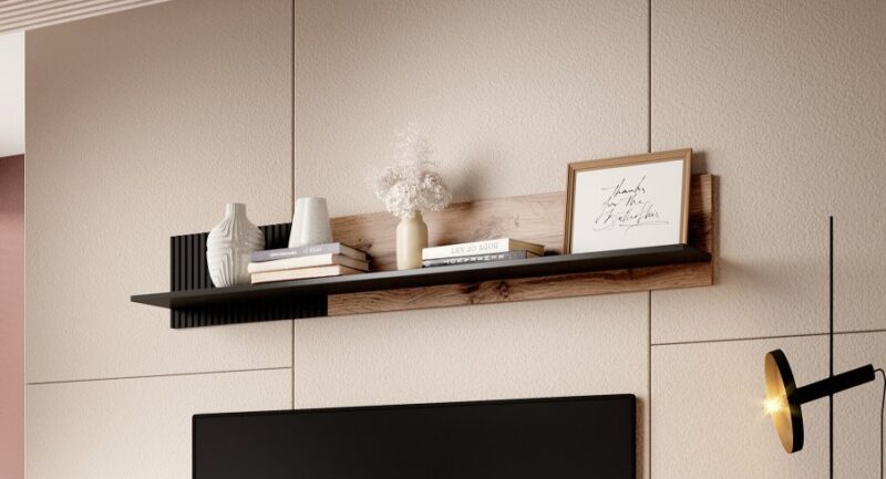 Hylly RAVENO P-1, tammi / musta