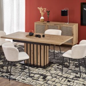 Pidentävä ruokapöytä LAMERON, tammi / musta