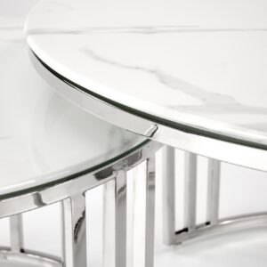 Kahvilatikoott MERCURY, hopea / valkoinen marmori