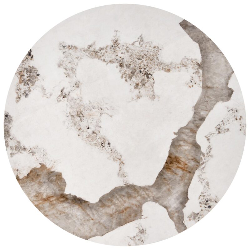 INES kahden sohvapöydän setti, beige marmori / valkoinen