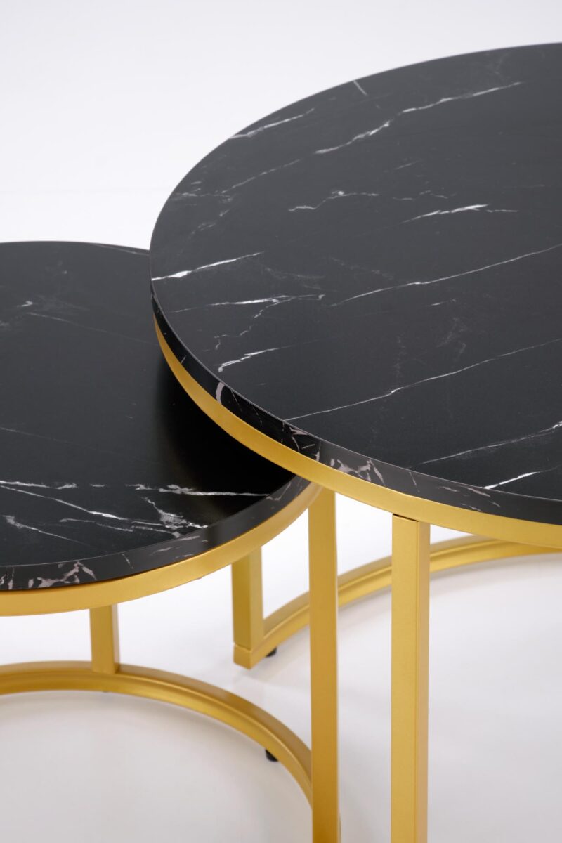 Kahvilapöytäsetti PAOLA 2, kultainen / musta marmori