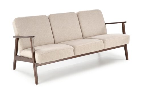 MILANO 3S sohva, beige CASTEL#15 / tumma pähkinä
