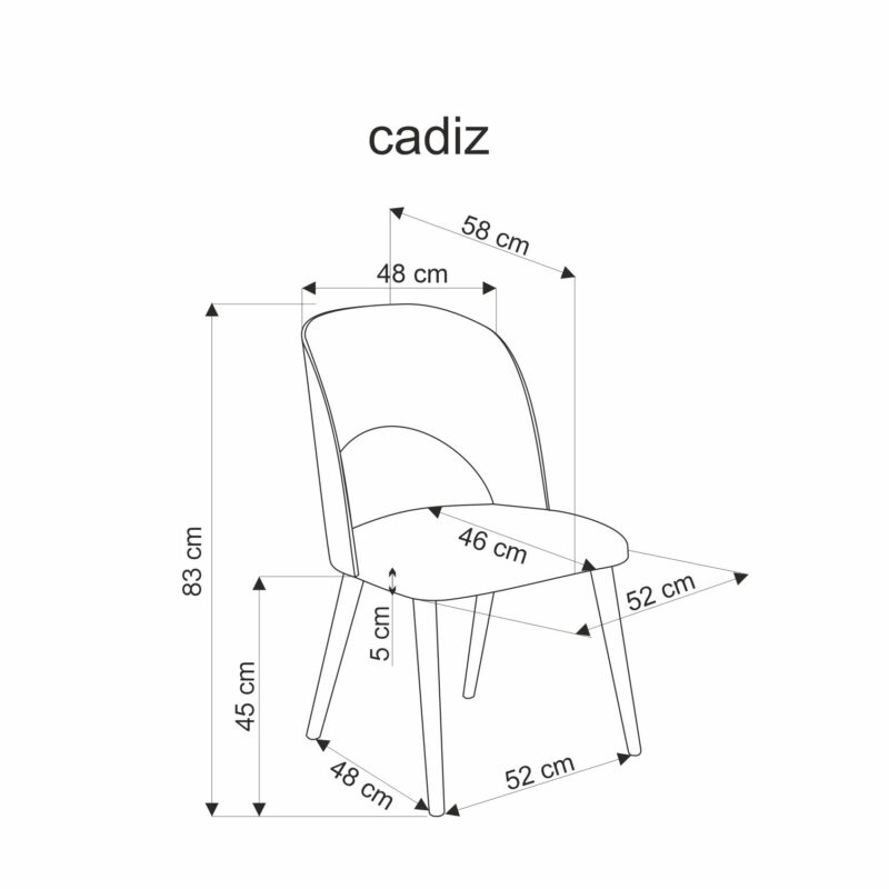 CADIZ tuoli, luonnonvärinen/harmaa