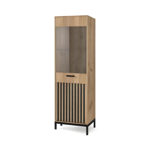 LAMINO W-1 vitriinikaappi, askartelutammea / musta