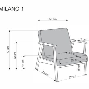MILANO 1S, vapaa-ajan tuoli, oliivi CASTEL#39 / tumma pähkinä