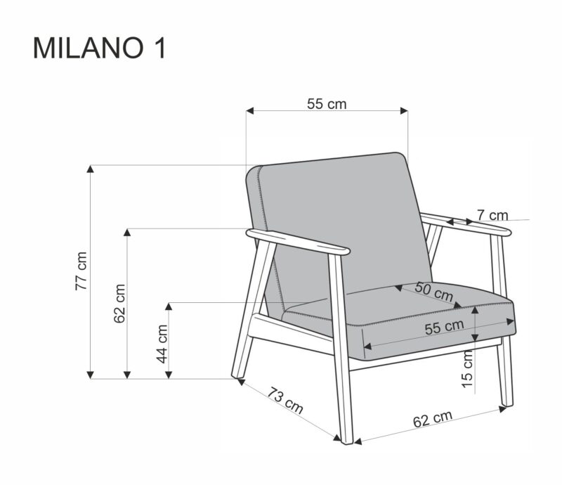 MILANO 1S, vapaa-ajan tuoli, oliivi CASTEL#39 / tumma pähkinä