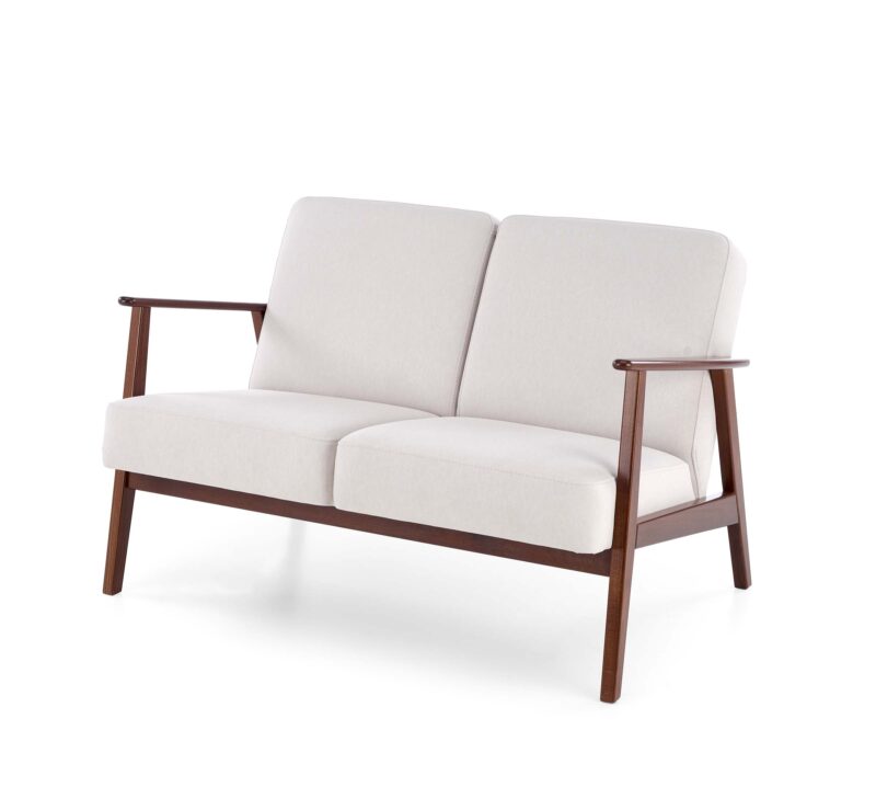 MILANO 2S sohva, vaalea beige CASTEL#04 / tumma pähkinä