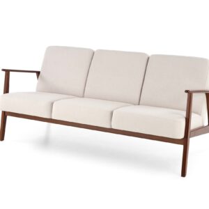 MILANO 3S sohva, vaalea beige CASTEL#04 / tumma pähkinä