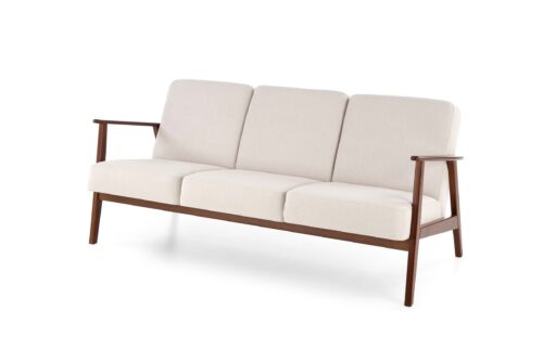MILANO 3S sohva, vaalea beige CASTEL#04 / tumma pähkinä
