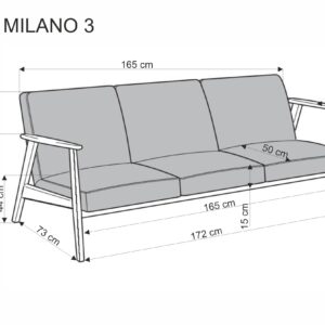 MILANO 3S sohva, vaalea beige CASTEL#04 / tumma pähkinä