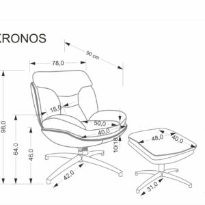 KRONOS nojatuoli ottomaanilla, beige / monivärinen