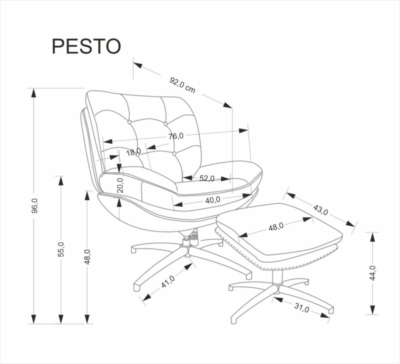 PESTO-nojatuoli ottomaani-/keinutoiminnolla, väri: beige