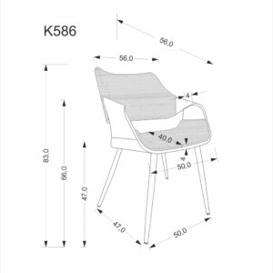 K586 tuoli, väri: pähkinä / musta