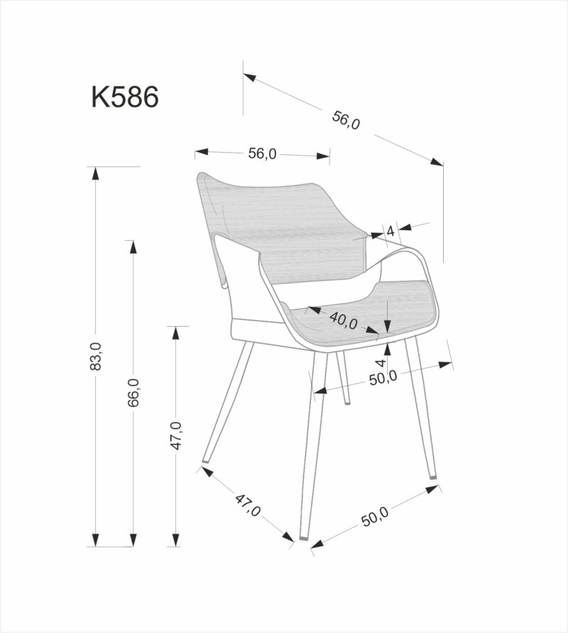 K586 tuoli, väri: pähkinä / musta