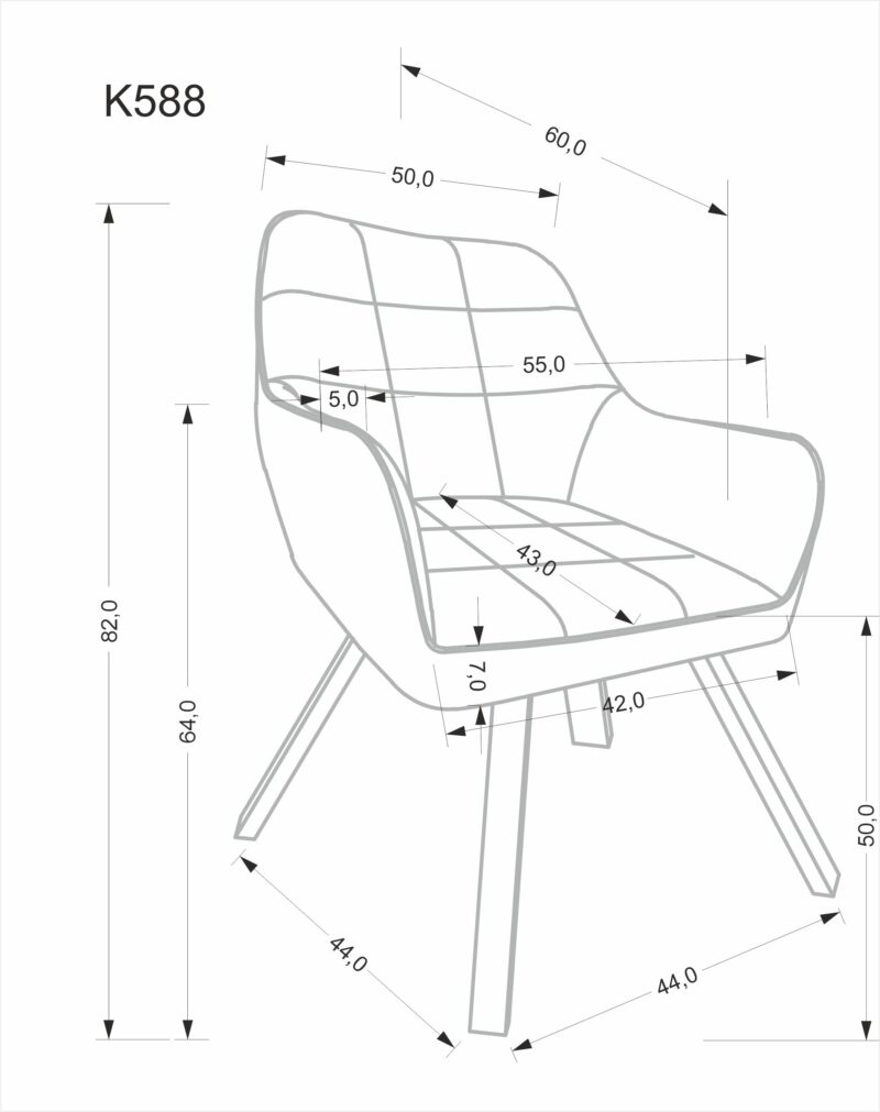 K588 kääntötuoli, musta