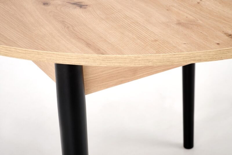 Pidentävä Ruokapöytä PIVARO, tammi / mustat jalat