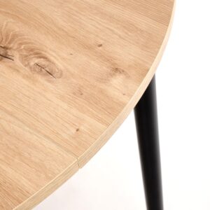 Pidentävä Ruokapöytä PIVARO, tammi / mustat jalat