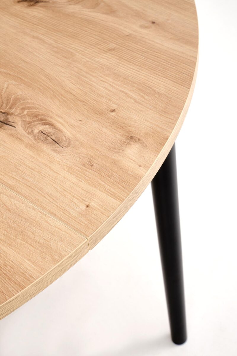 Pidentävä Ruokapöytä PIVARO, tammi / mustat jalat