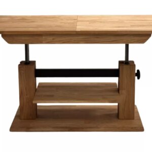 Pidennettävä puinen sohvapöytä hyllyllä