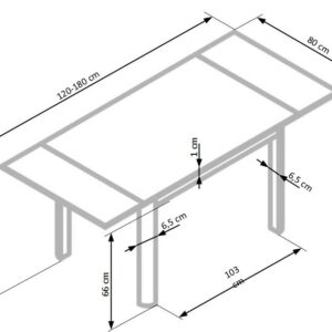 Pidentävä ruokapöytä ALSTAN, beige/valkoinen