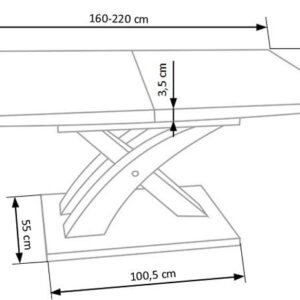 Pitkennettävä ruokapöytä SANDER, valkoinen