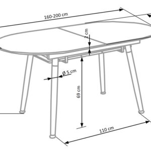 BELAVIA ruokapöytä, pidennettävä