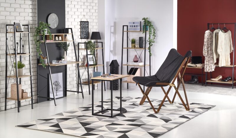 Hylly NARVIN REG1, musta / sonoma tammi