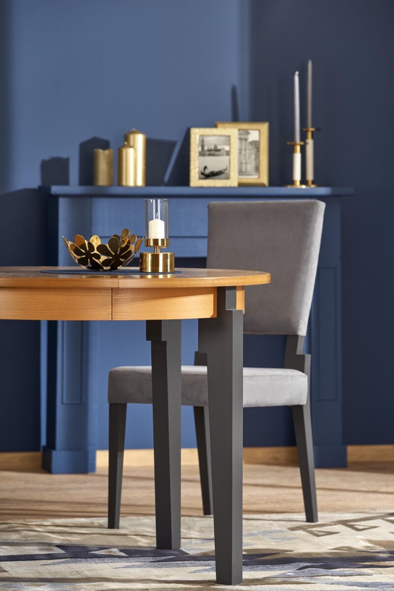 Pyöreä ruokapöytä SORBAS, tammi / grafiitti