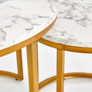 Kahvilatabletin komplekti PAOLA, kultainen / valkoinen marmori