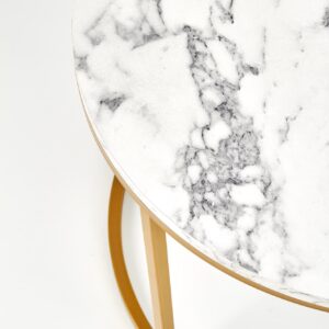 Kahvilatabletin komplekti PAOLA, kultainen / valkoinen marmori