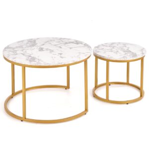 Kahvilatabletin komplekti PAOLA, kultainen / valkoinen marmori