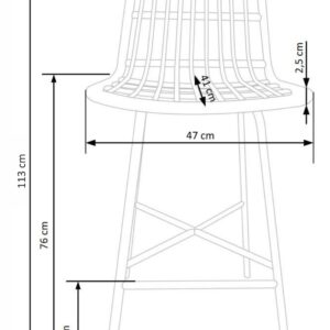 Baari-tuoli TARO, luonnollinen / metalli