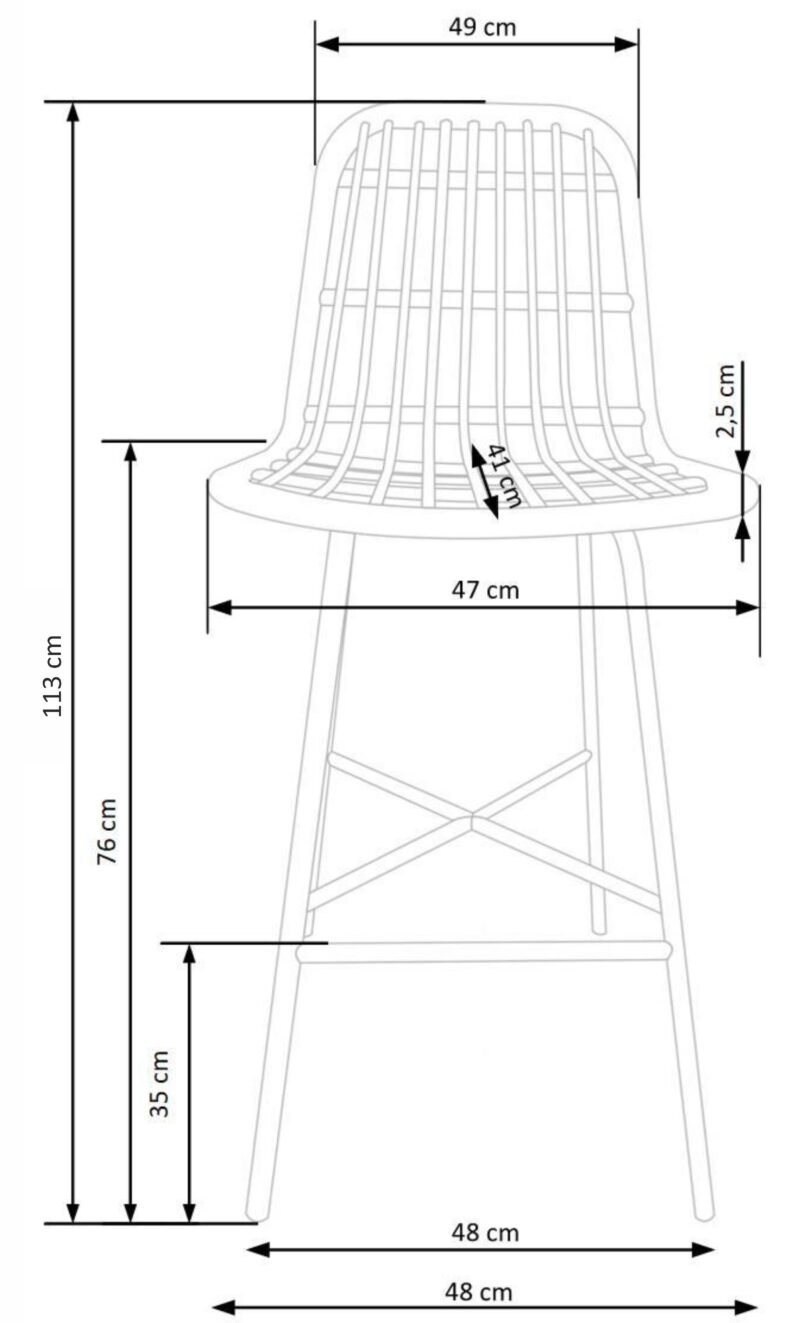 Baari-tuoli TARO, luonnollinen / metalli
