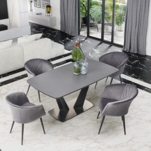 Pidennettävä ruokapöytä FANGOR, tummanharmaa / musta