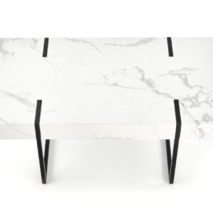 Kahvipöytä AURARIO, valkoinen marmi / musta