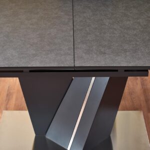 Pidentävä Ruokapöytä SALVER, pinta - tummanharmaa, jalat - tummanharmaa