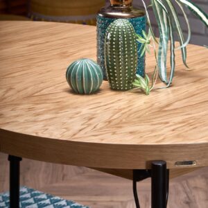 Pidemätettävä ruokapöytä INVERA, luonnon tamm / musta