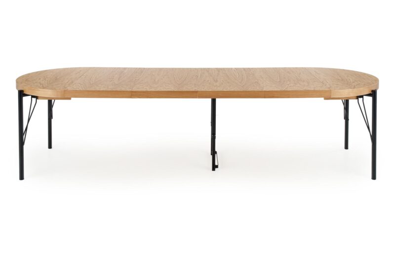 Pidemätettävä ruokapöytä INVERA, luonnon tamm / musta