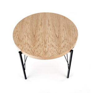 Pidemätettävä ruokapöytä INVERA, luonnon tamm / musta