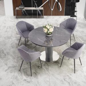 Valettav ruokapöytä RICLON, harmaa marmor