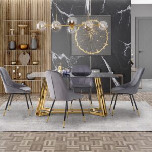 Ruokapöytä ORLANDO, musta marmori / kultainen