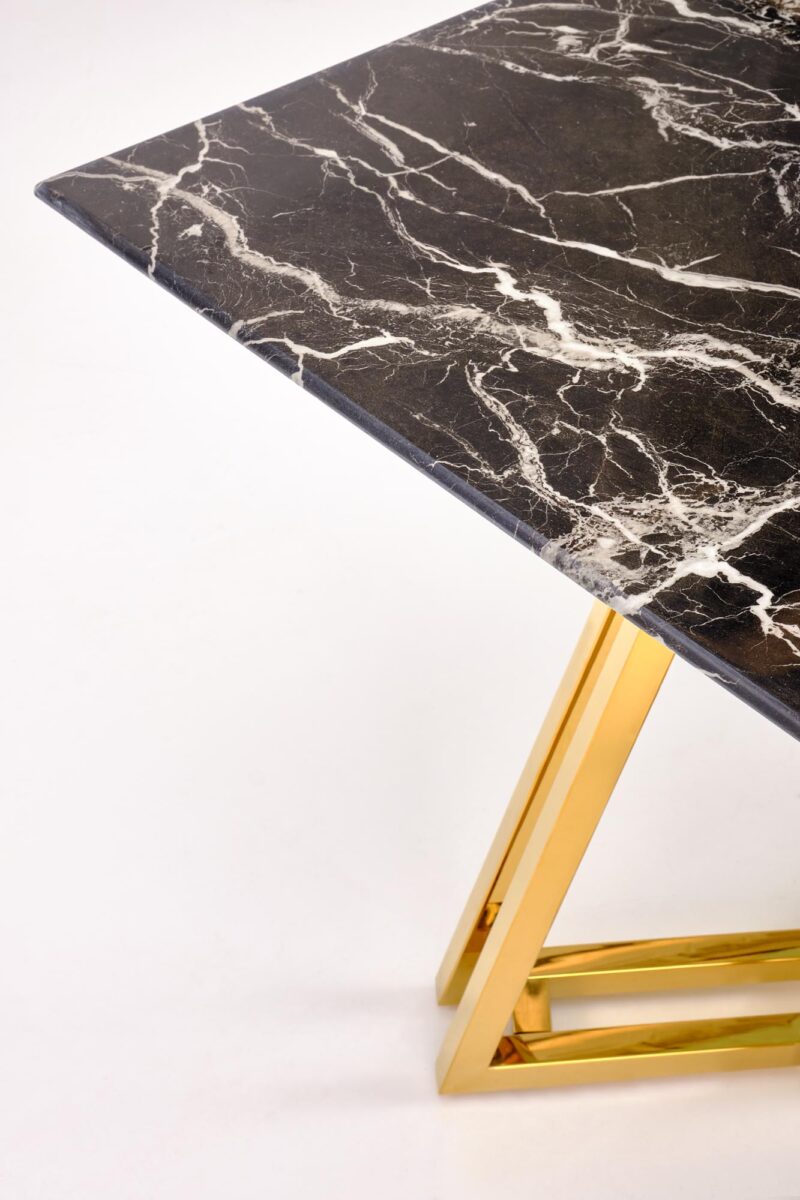 Ruokapöytä ORLANDO, musta marmori / kultainen